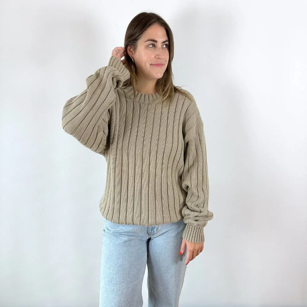 Vintage Neutral Oversized Chunky Knit Sweater - Picture 3 of 6